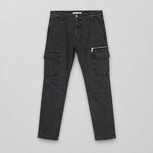 PacSun Slim Taper Cargo Pants 30x30 Black Utility Stretch Jeans D-Ring Men